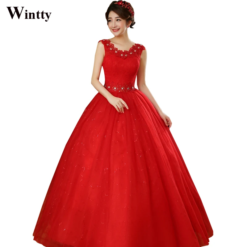 Wintty sexy chinese simple red wedding dresses pictures 2017 designs