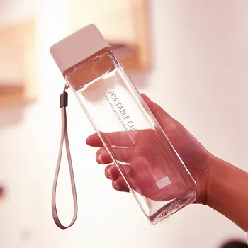 

Creative Square Water Bottles Practical Juice Milk Tea Bottle Portable Coffee Tea Drinking Bottle For Tour Climbing Hiking 470ml