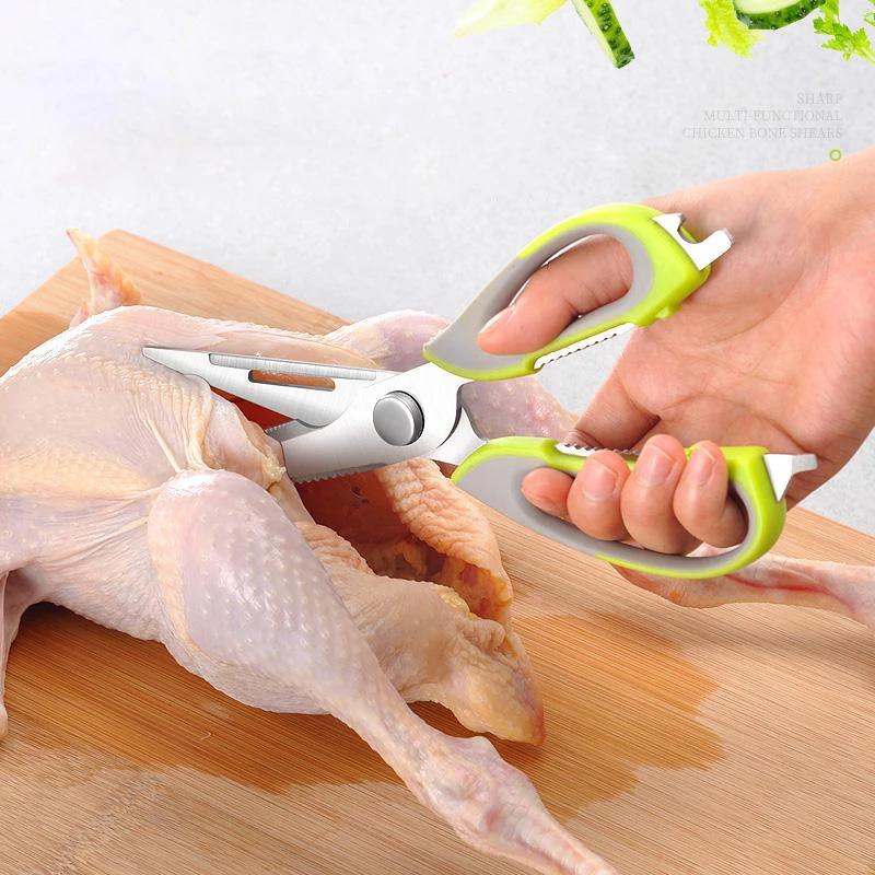 Multifunctional Stainless Steel Kitchen Scissors with Magnetic Attraction Strong Chicken Bone Scissors Refrigerator Scissors