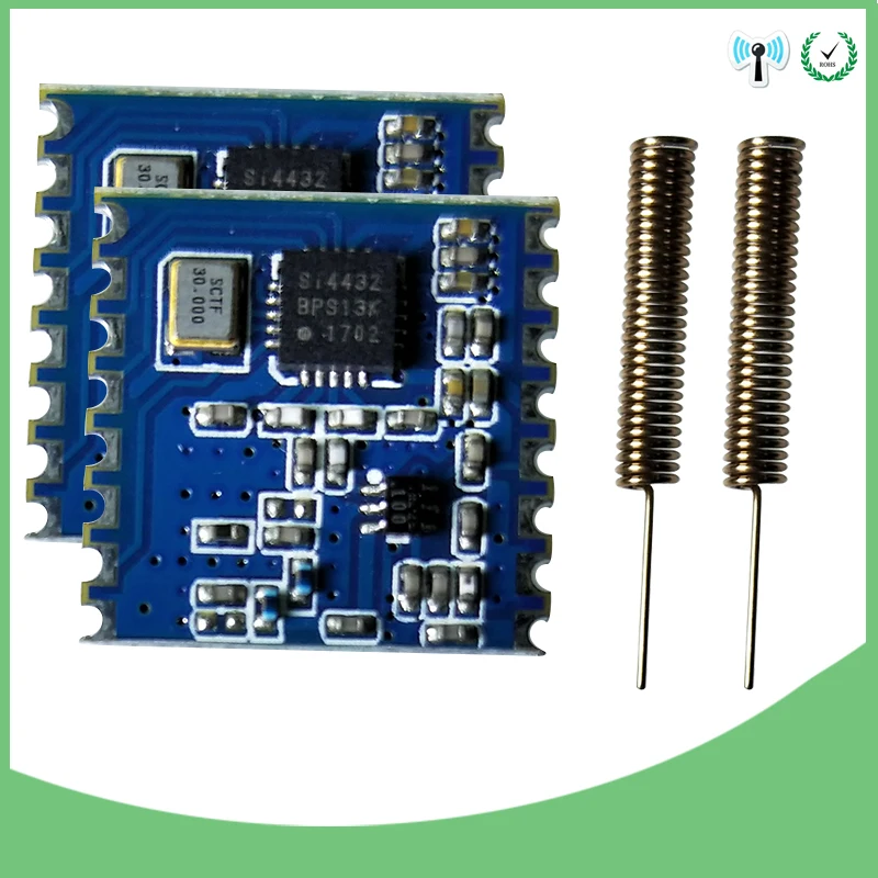 

2pcs 433MHz Wireless Module FSK Wireless Spread Spectrum Transceiver receiver IOT rf shield and 2pcs 433 MHz antenna