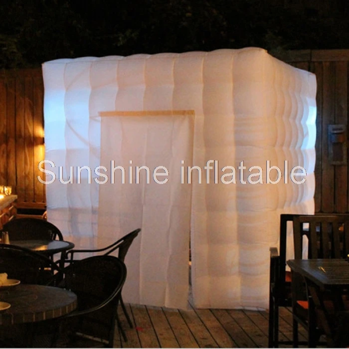 

Hot sale 2.4m portable inflatable photo cabin led inflatable photo booth inflatable cube tent for party