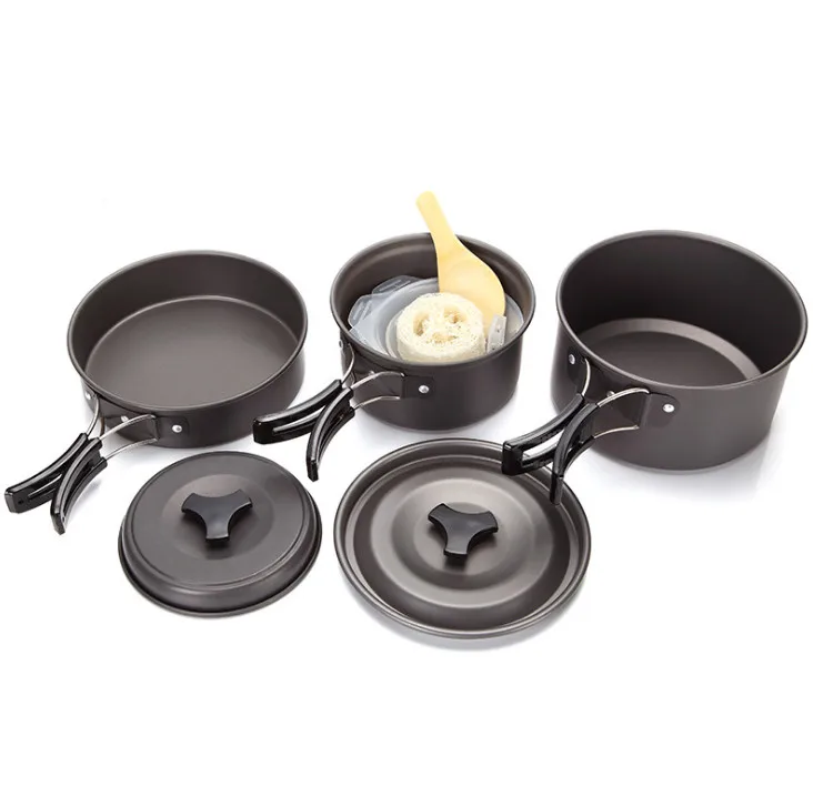 

11 in 1 Outdoor Kitchen Cookware Sets Picnic Bowl Pot Pan Set Portable casserole Pinic Equipment fit for 2-3 people Model DS300