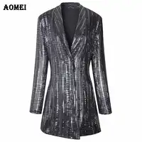 Sequins Gilding Shining Blazer Coat New Fashion Suit Women Workwear Office Lady Blaser Clothing Fall Winter Jackets Long Outwear