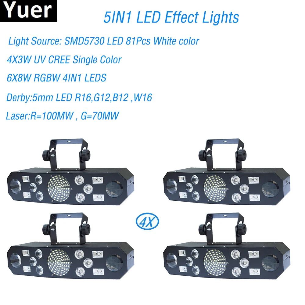 4 шт./лот высокое качество дискотечный свет LED 5в1 световые эффекты DJ Par RGBW моющийся