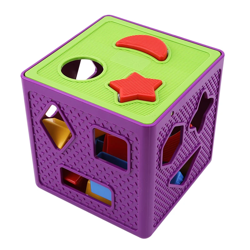 

Interesting Geometric Square Shape Sorter Activity Cube Kids Children Color Recognition Plastic Building Blocks Toys