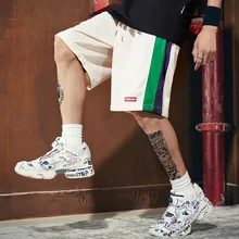 Летние шорты в стиле хип-хоп, свободные повседневные шорты для пары, модные повседневные шорты до колен, бермуды