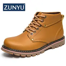 ZUN/новые кожаные мужские ботинки мужская обувь на весну, осень и зиму ботильоны модная Высококачественная Мужская зимняя обувь рабочая обувь, большие размеры 39-44