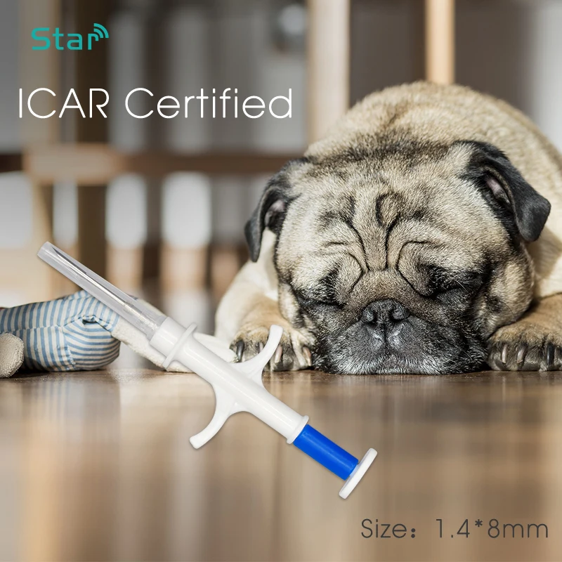 

x40pcs 134.2KHz Pet Microchips syringe 1.4*8mm animal syringes ISO11784/785 FDX-B animal injector for cat dog,snake syringe