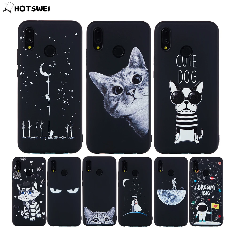 

huawei P20 Lite Case on P20 Lite Case 5.84" Cute Cat Dog Moon Pattern Skin Silicone Case for Huawei P20 P 20 Lite ane-lx1 Cover