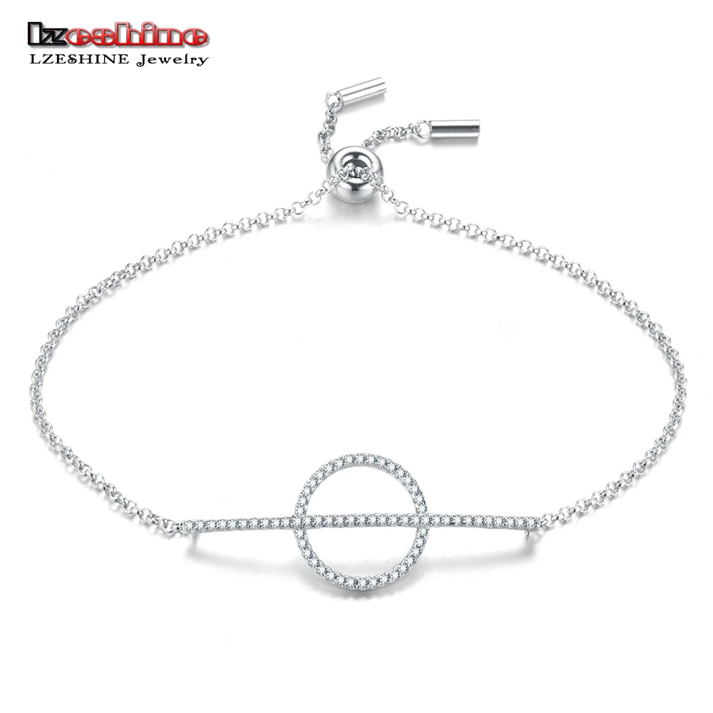 LZESHINE Trendy Women Charms Bracelets Adjustable Size Silver Color