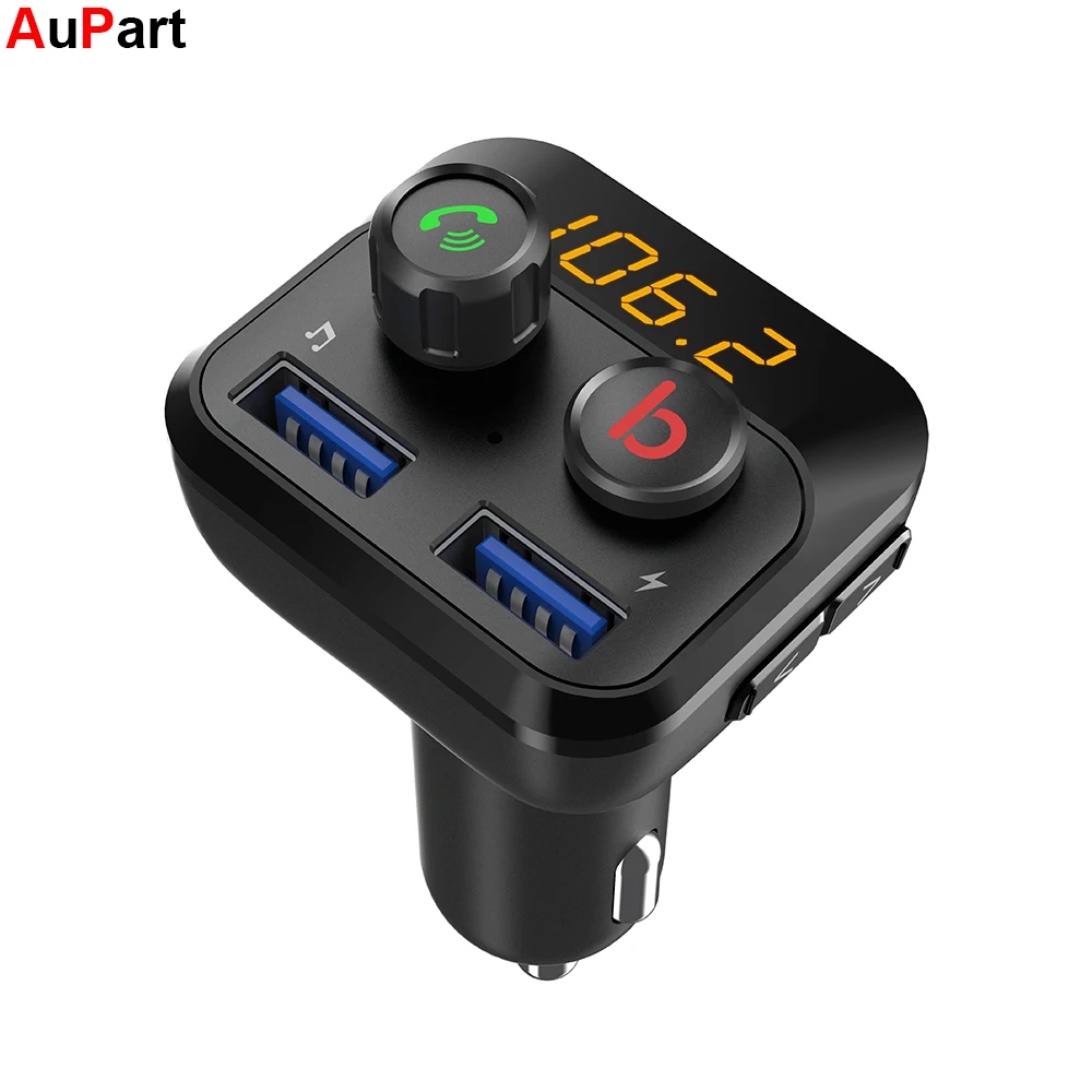 

Car Radio Bass Music FM Transmitter Bluetooth V5.0 2.4A+1.0A Fast Charger Dual USB Ports TF Card USB Flash Drive Playing MP3 Kit