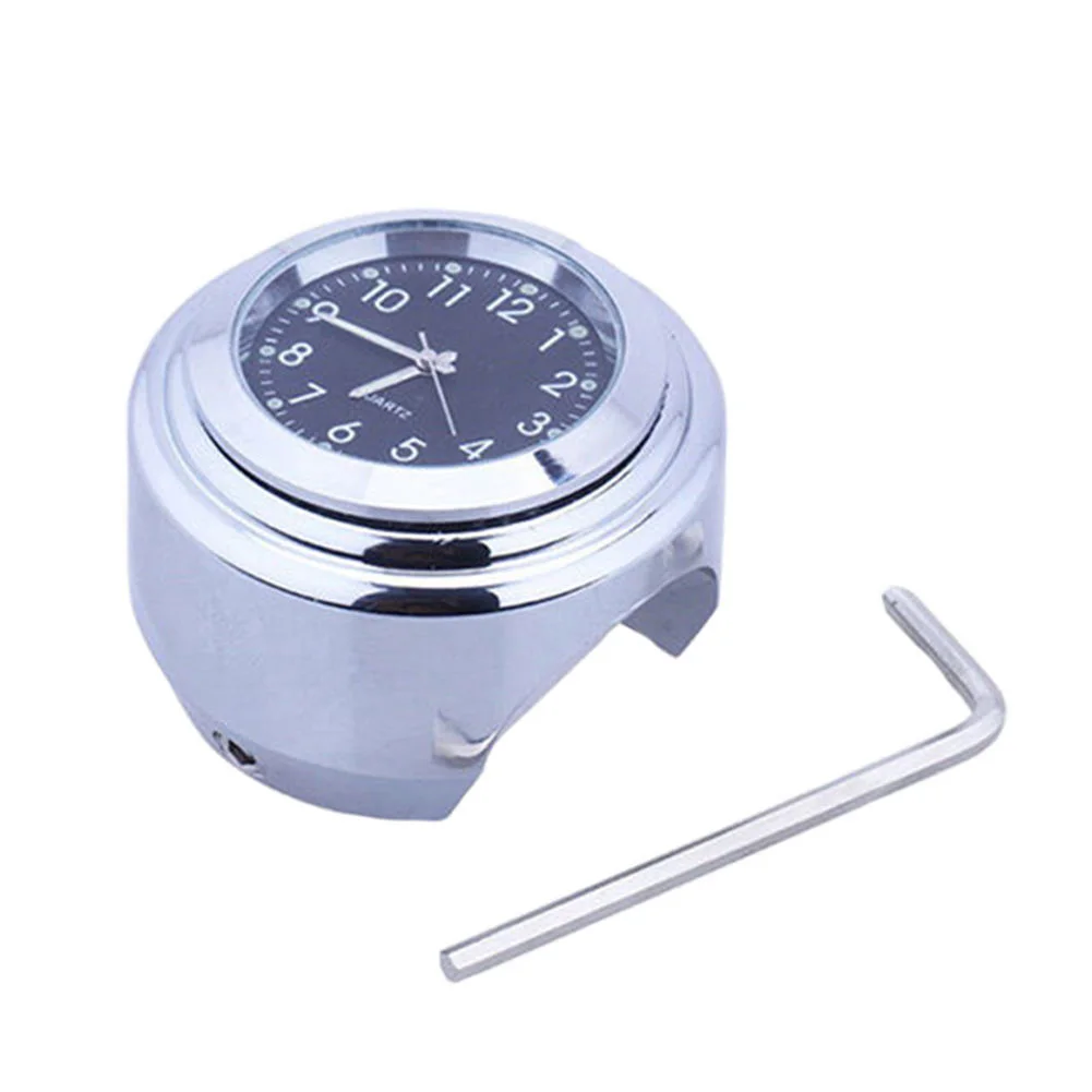 7/8&quot 1&quot Motorcycle Bike Chrome Waterproof Dial Handlebar Clock Glow Watch Black Shell&ampSilver Base M8617 | Автомобили и