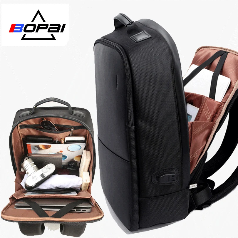 Цена BOPAI, брендовый мужской рюкзак для ноутбука, USB, внешняя зарядка, компьютер, плечи, Противоугонный рюкзак, 15 дюймов, водонепроницаемый рюкзак д...