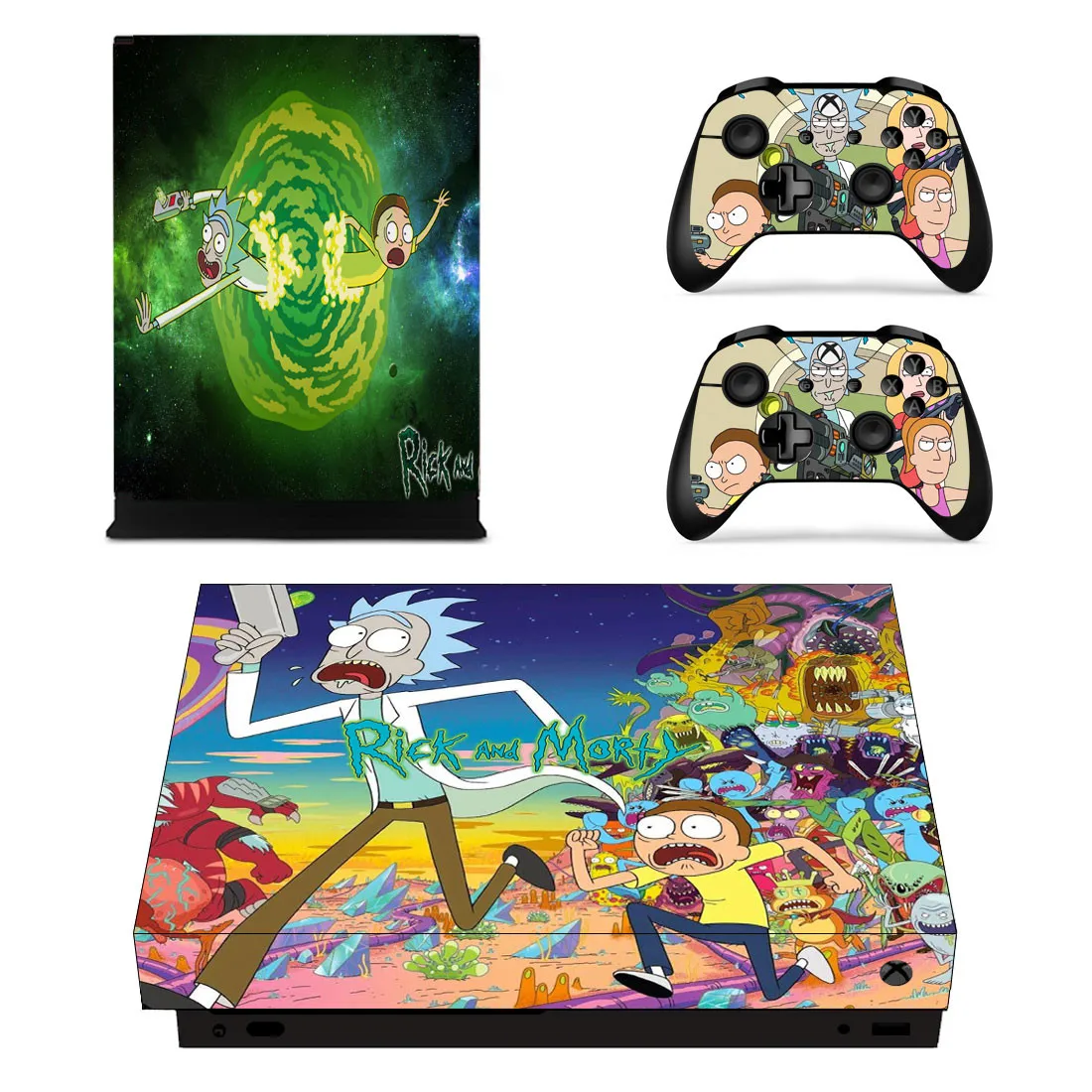 Виниловые наклейки для кожи наклейки для xbox one x Rick and Morty наклейки pegatinas Adesivo для xbox one x консоли и два контроллера