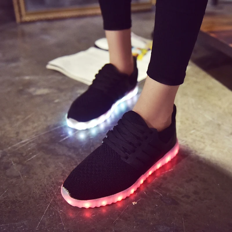 2016 Зима Женщины Корзина Загорается Светодиодный Обувь Повседневная Femme Chaussures Homme