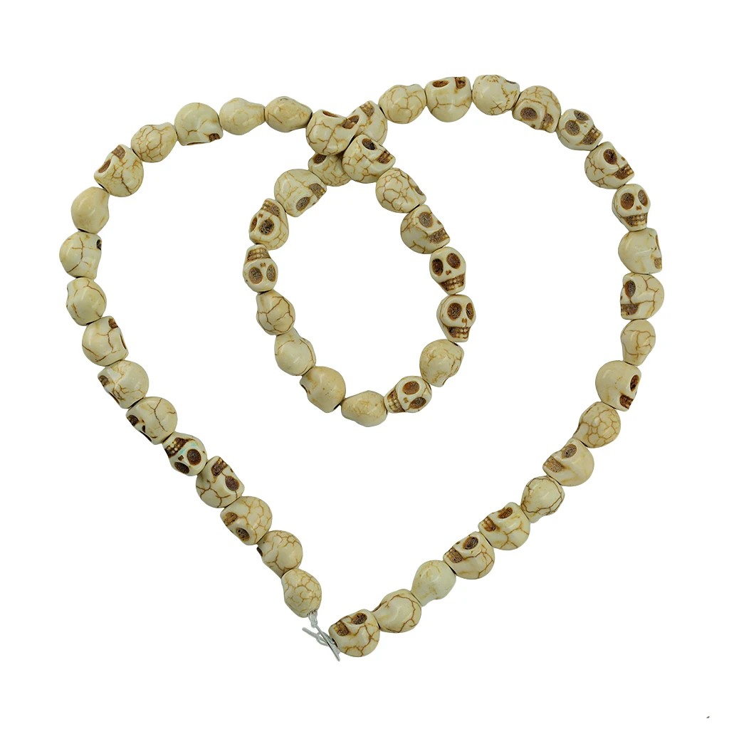 1 Strand White Howlite Turquoise Carved Skull Spacer Beads  8x6 mm  52pcs