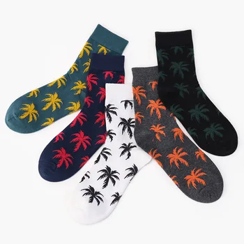 

PEONFLY Happy Socks Men Women Cotton Ankle Funny Pattern leaf Casual Long Weed Socks High Quality