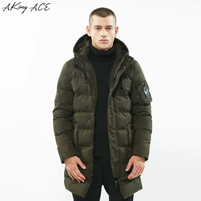 2017 AKing ACE Mens Winter Long Parka Men Outerwear Warm