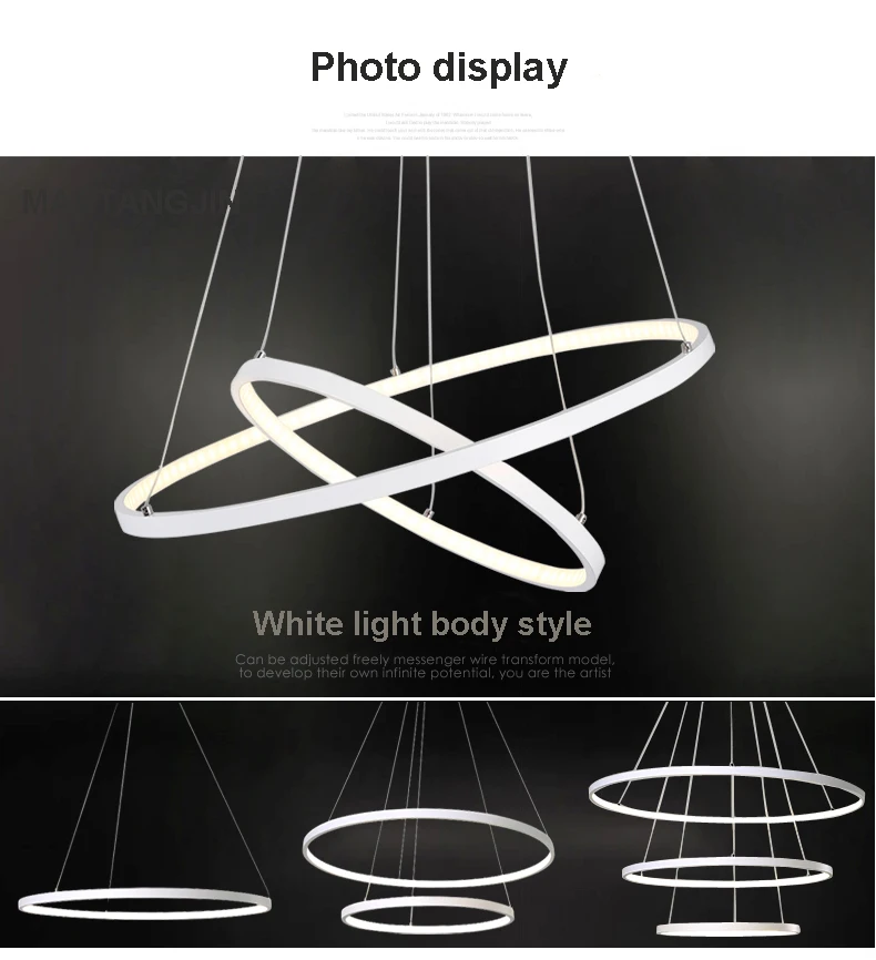 60CM 80CM 100CM Modern Pendant Lights For Living Room Dining Room Circle Rings Acrylic Aluminum Body LED Ceiling Lamp Fixtures led tv backlight strip