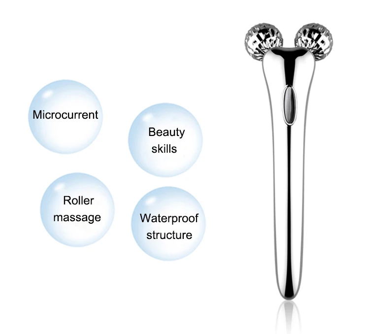 Kakusan микротоковый 3d роликовый массажер для лица 360 Вращающийся Серебряный роликовый массажер для лица