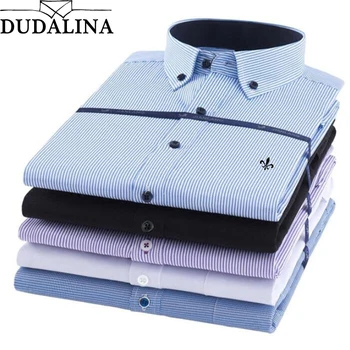 

Dudalina Factory Sale high quality 2020 Autumn plus size long sleeve striped men dress shirts 5xl Fashion regular fit male tops