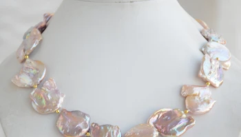 

AA 00364522mm LAVENDER BAROQUE COIN KESHI REBORN PEARL BEAD NECKLACE