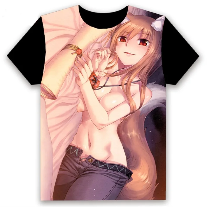 Аниме футболка Spice and Wolf Holo Косплей короткий рукав Женская Мужская черная футболка Повседневная летняя футболка Otaku - Цвет: 18