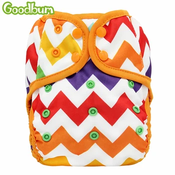 

Goodbum 1PC Washable Cloth Diaper Cover Adjustable Double Gusset Reusable cloth diapers Rainbow Print Nappy Suit 3-15kgs