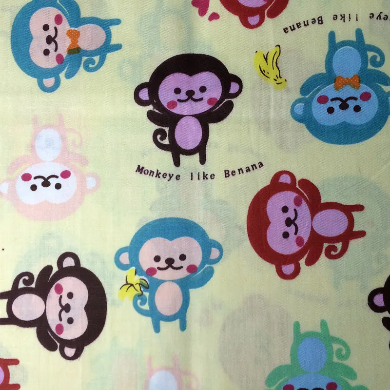 1 piece 160*50cm 100% Cotton Cartoon Monkey Printed Children Fabric Tilda Cloth Patchwork Tissue for Toys Bags Quilting PB207 | Дом и сад