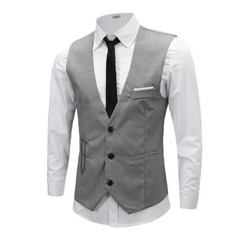 High Quality 2016 Brand New Dress Suit Vest Men Fashion Black Gray