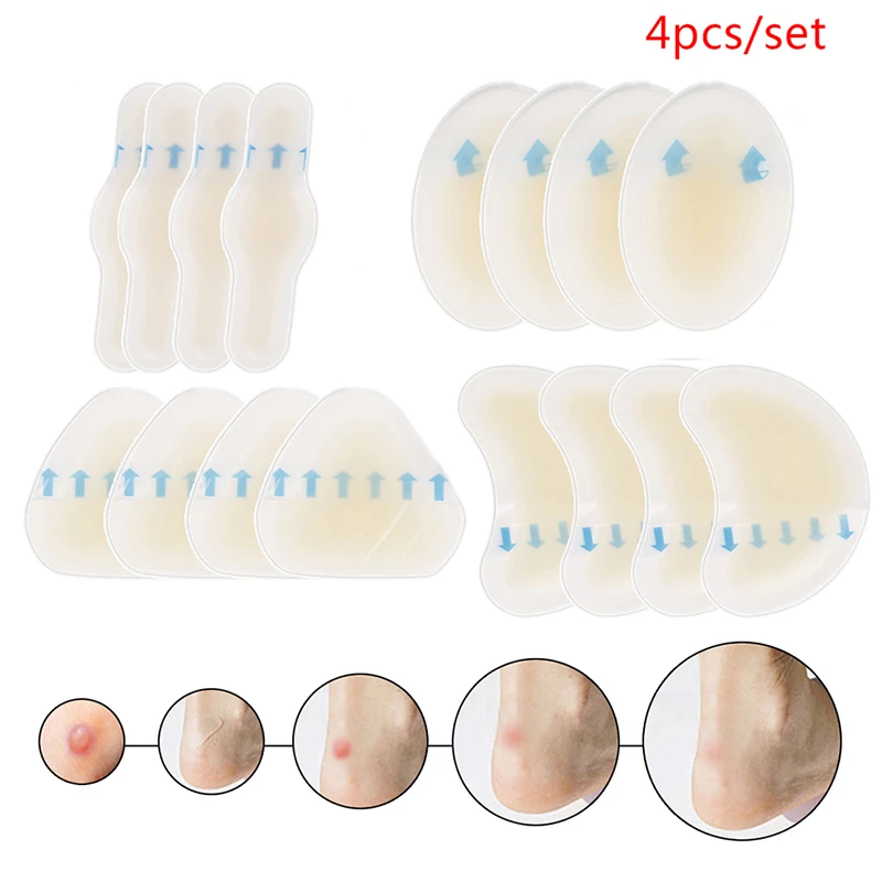 

4pcs/set Heel Anti-wearing Heel Sticker Foot Care Tools Adhesive Hydrocolloid Gel Blister Plaster Pedicure Patch Plaster