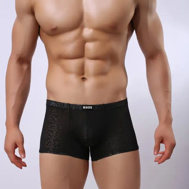 Sheer Jacquard Transparent Sexy Men Underwear Seamless Breathable Men Boxer Shorts Mesh Solid Color Sheer Jacquard Transparent Sexy Men Underwear Seamless Breathable Men Boxer Shorts Mesh Solid Color