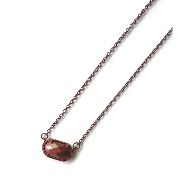 Модный маленький овальный граненый камень кулон ожерелье ювелирные изделия - Окраска металла: Wine