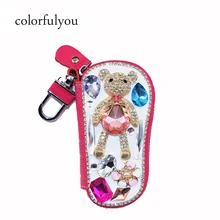 Новинка, натуральная коровья кожа, сумка, Автомобильный ключ, кошельки, милый бриллиант, медведь, для женщин, ключница, держатели, Carteira, брелок на молнии, чехол для ключей
