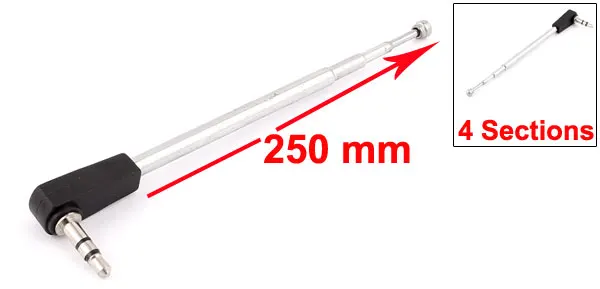 

UXCELL 25Cm 4 Sections 3.5Mm Audio Jack Fm Radio Tv Telescopic Antenna