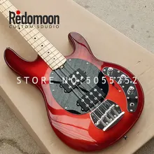 Фабрика на заказ 4 струны музыка человек бас с красным цветом клен гриф электрический бас гитара музыкальный инструмент магазин