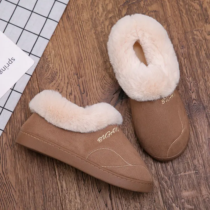 Autumn Winter Warm Home Soft Plush Slippers Indoor Floor Slipper Winter Thick Hair Foot Warmer Couple Shoes For Bedroom (2)