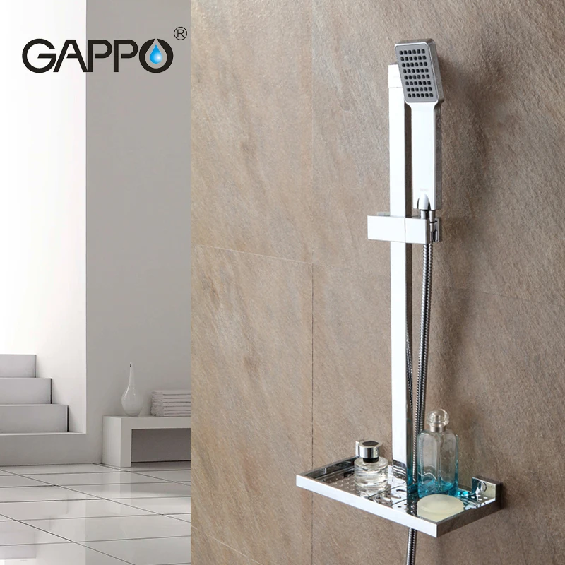 

GAPPO Sliding Bar Height Adjustable Riser Slide Rail Wall Mounted Shower Chrome Plated Polish Waterfall Shower Bathroom Shower