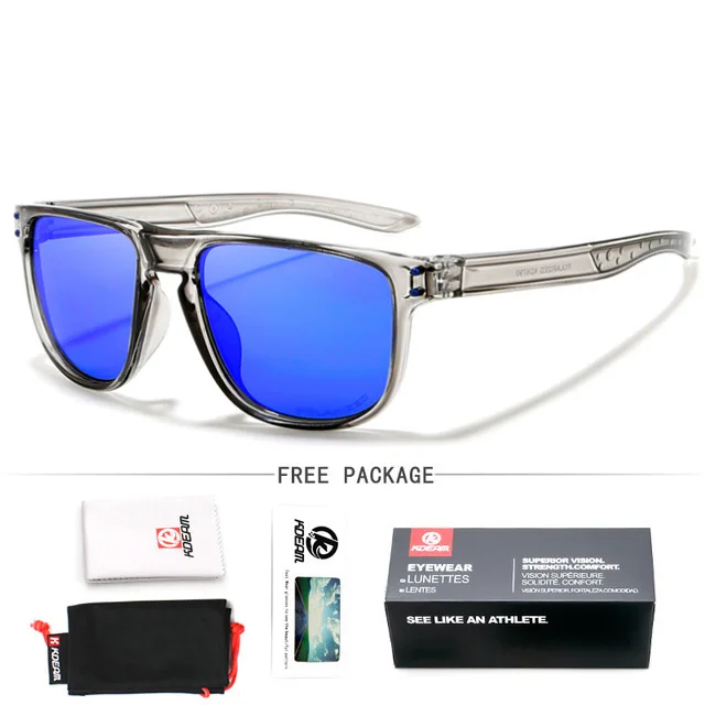 KDEAM поляризационные солнцезащитные очки в спортивном стиле для мужчин, Ультралегкая оправа, Винтажные Солнцезащитные очки Polaroid, очки с квадратной оправой, мужские солнцезащитные очки XH11 - Цвет линз: Blue Lens