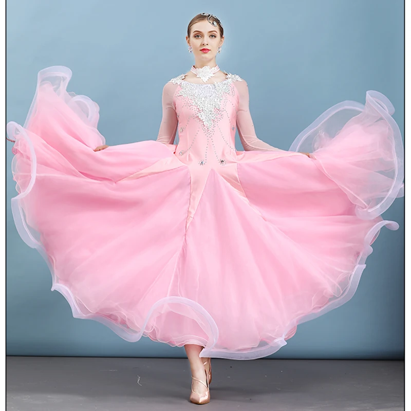 

New rhinestones Ballroom dance competition dress standard dresses modern dance costume ballroom waltz dress luminous costumes