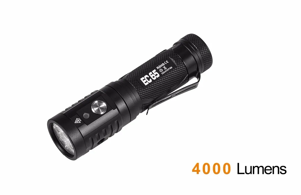 ACEBEAM EC65 тактический фонарик XHP35 HI NICHIA 4x90 + CRI светодиоды max 4000лм луч бросок 258 м Факел