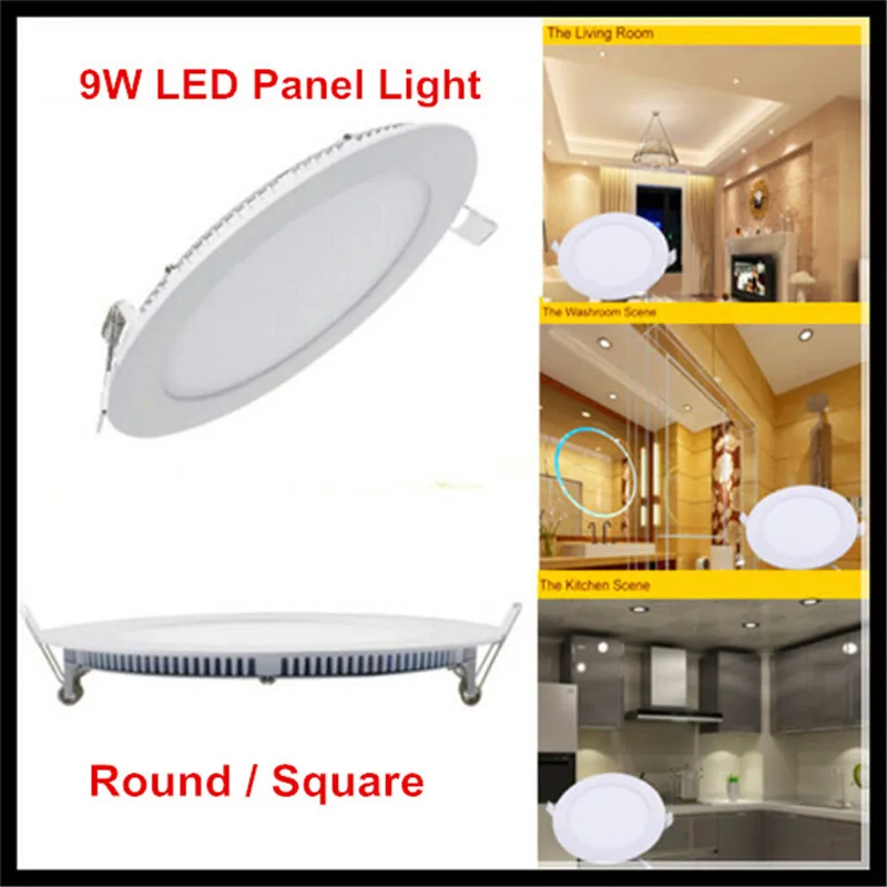 

10PCS 9W Panel Light LED Ceiling Lights Round Square Ultra Thin LED Panel Lights SMD2835 for Home Lighting AC85~265V