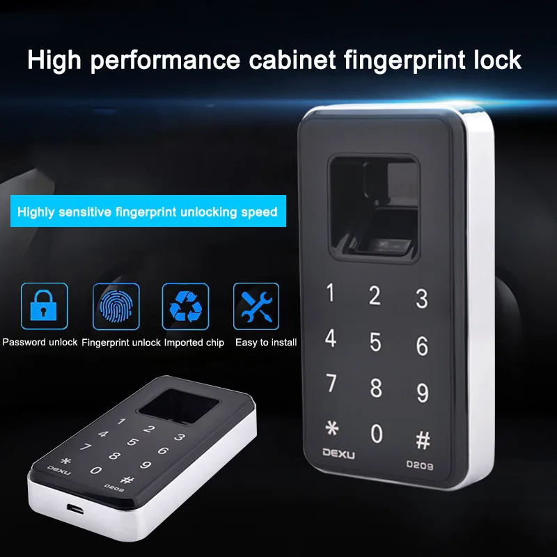 

New Fingerprint Lock Digital Cabinet Drawer Wardrobe Hutch Locker Electronic Keyless Lock DOM668