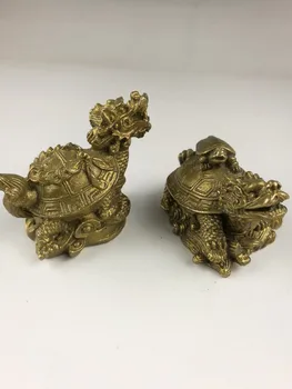 

China's rare bronze statue carving delicate a pair of old dragon turtle