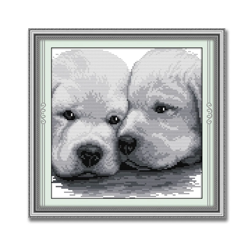 Lean close together dog kiss шаблон для домашнего декора Печать на холсте DMC 11CT 14CT наборы