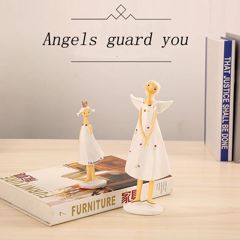 

2 pcs/set White Angel Elf Resin Decoration Gift Beautiful Fairy Desktop Model Decoration figurines Wedding Gift home Deco