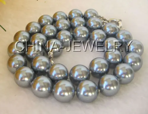 fast Beautiful 17&quot 12mm perfect round dark gray south sea shell pearl necklace (A0326) | Украшения и аксессуары