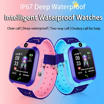 

Waterproof IP67 Smart Watch with GPS GSM Locator Touch Screen Tracker SOS for Kids Location Tracker Anti-Lost childs smart watch