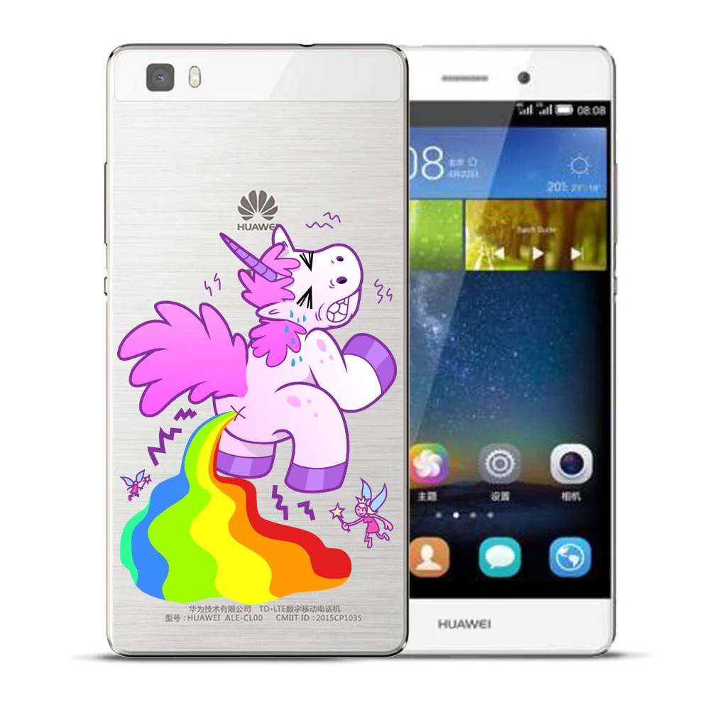 Бегемот Единорог Мягкий силиконовый чехол ТПУ для Huawei P8 P9 P10 P20 Lite Plus Mate 10 Pro Y5 Y6 II Y3