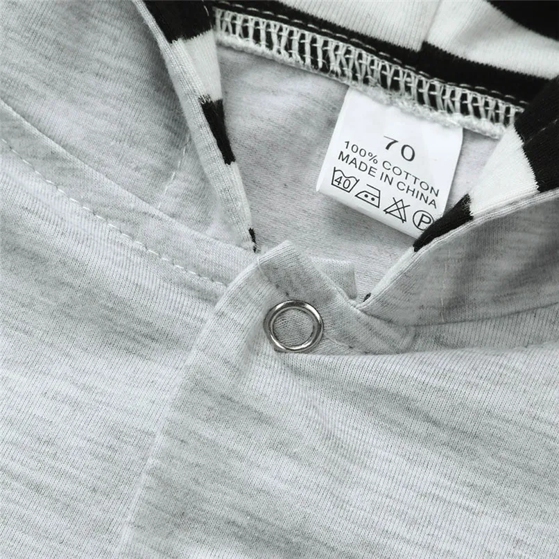 2018 Winter Babys Clothes Toddler Infant Baby Boys Girls Fox Print Long Sleeve Stripe Hooded Jumpsuit Romper Clothes JY26#F (8)